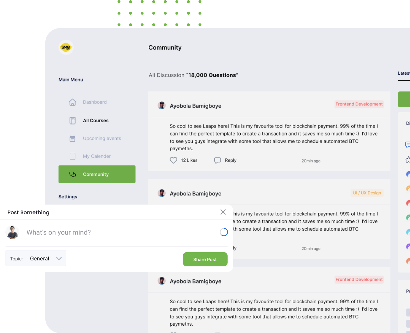 Community forum interface